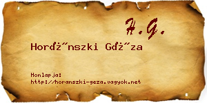 Horánszki Géza névjegykártya